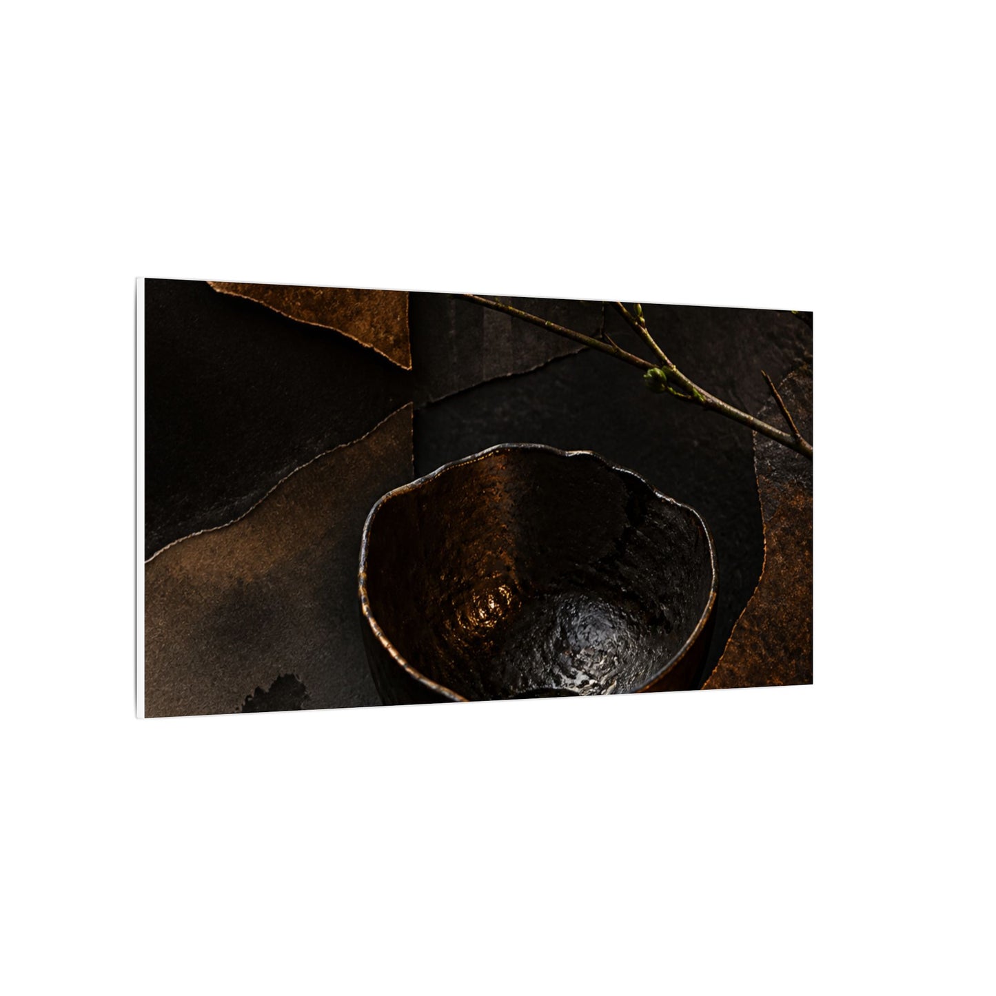 Atmospheric Ceramic Bowl Canvas Art - Shadow Zen Dark Japandi