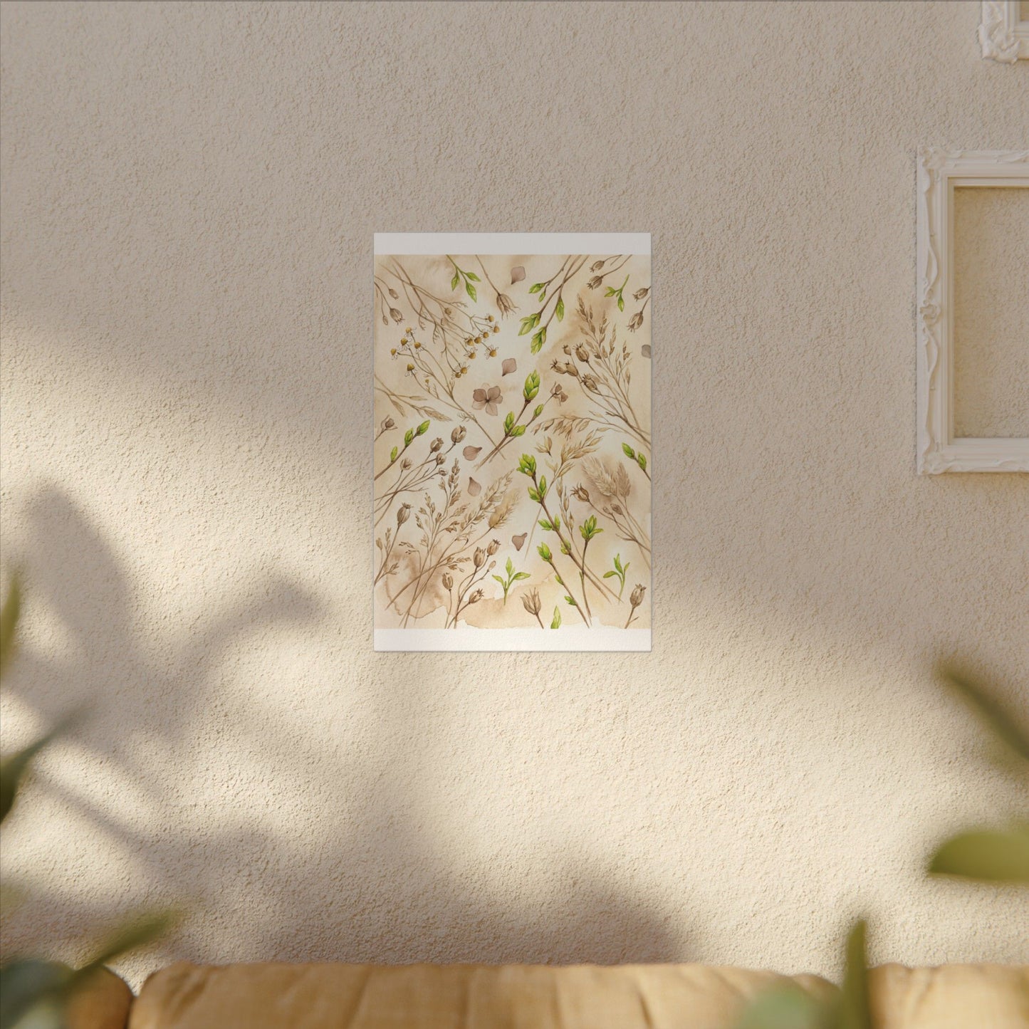 Spring Dried Flowers Watercolor Canvas Art | Earthy Decor