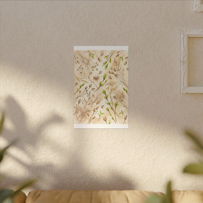 Spring Dried Flowers Watercolor Canvas Art | Earthy Decor