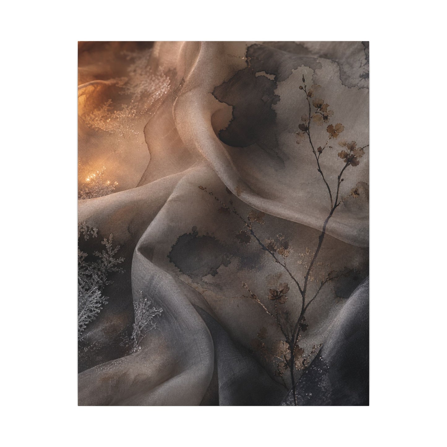 Japandi Silk Drape in Candlelight | Watercolor Canvas Art