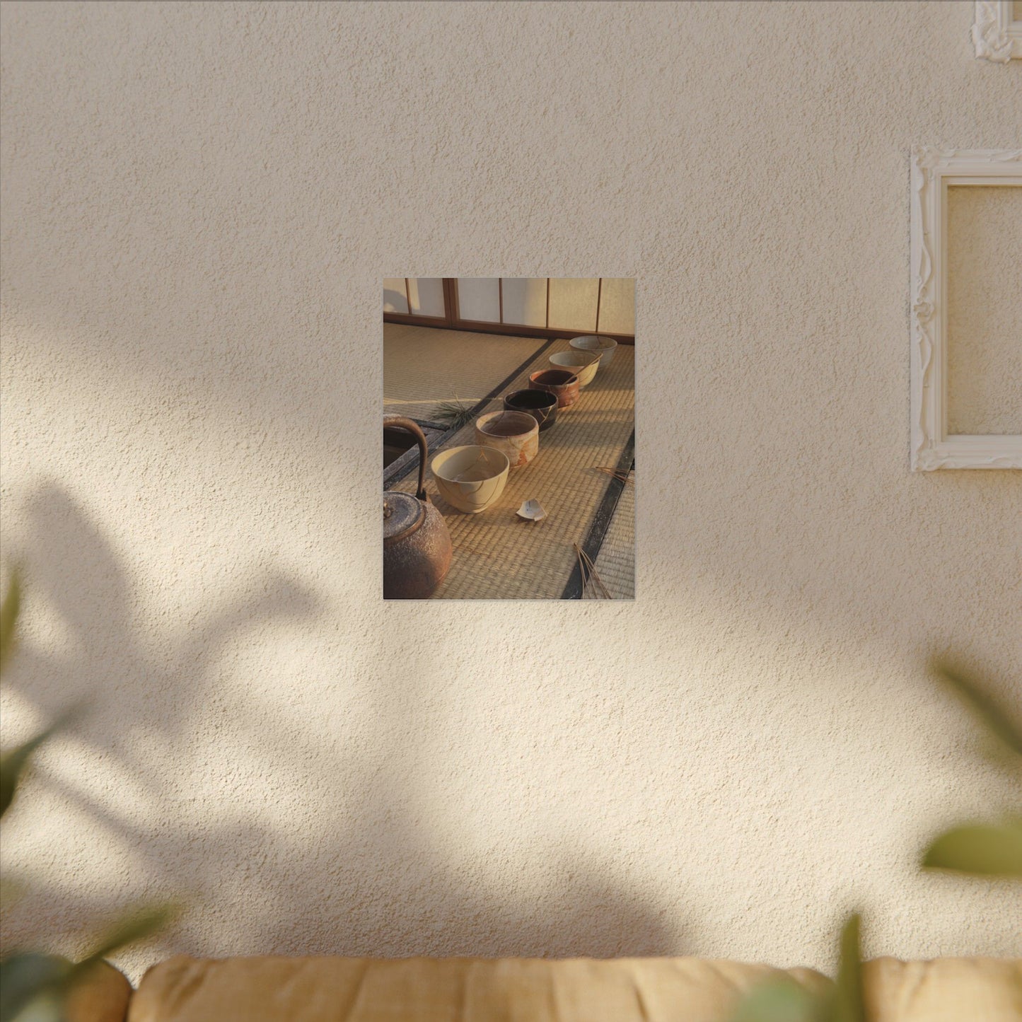 Kintsugi Tea Ceremony in Golden Hour | Gold Repair Canvas Art