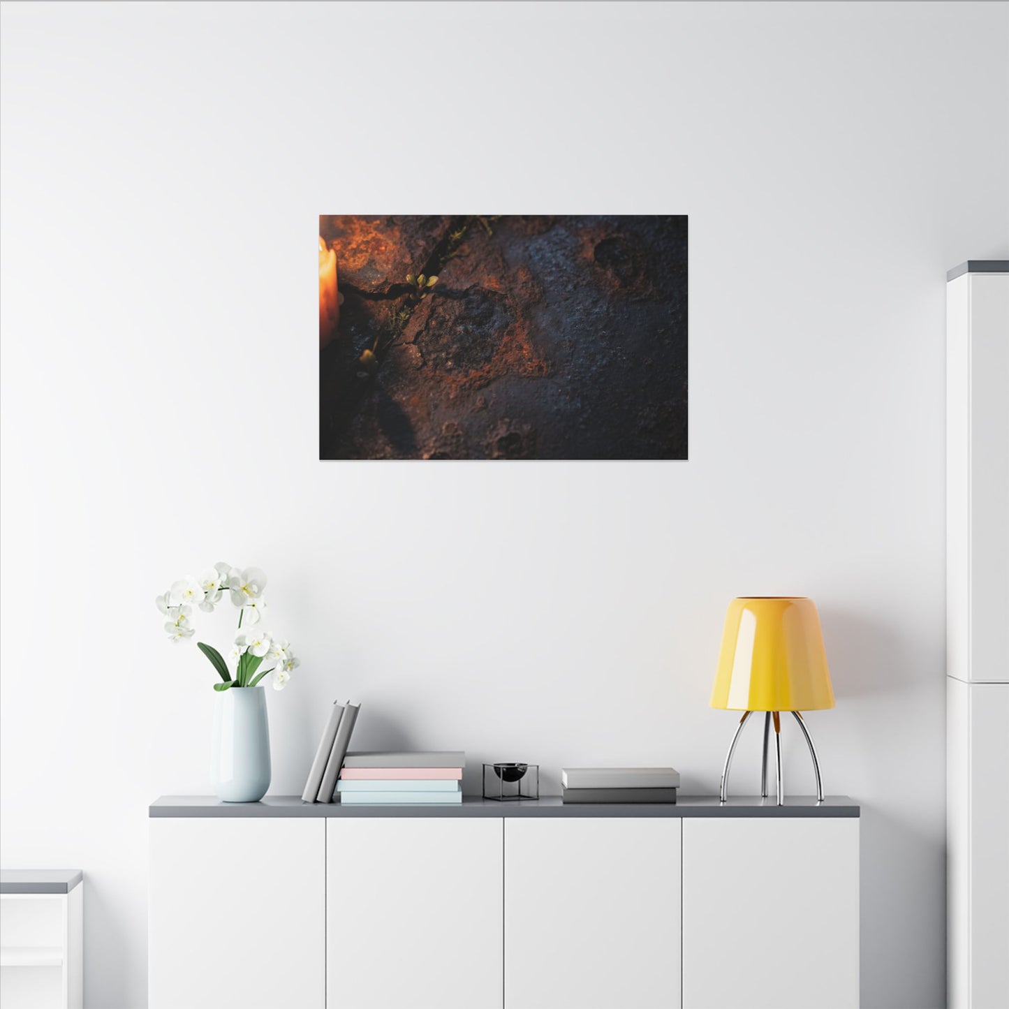 Candlelight Rust Patina Canvas Art - Dark Japandi Ma