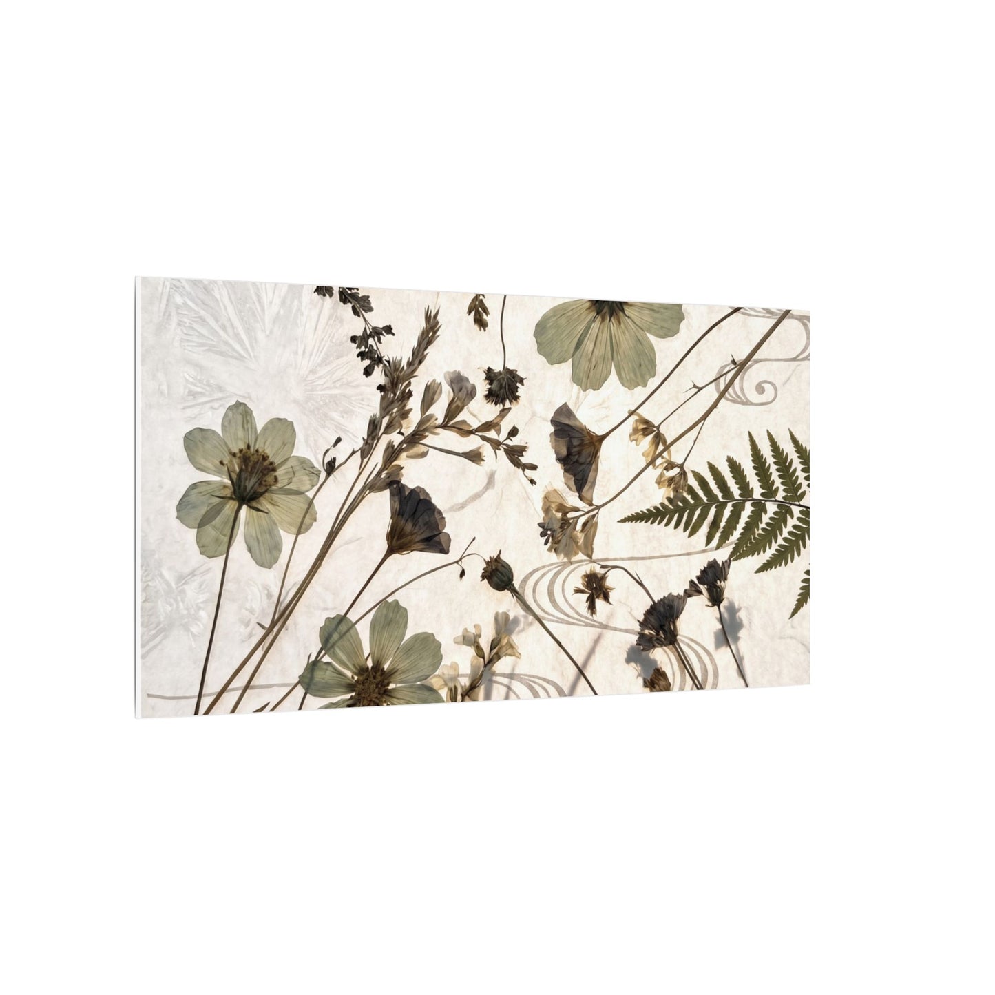 Japandi Dried Flowers in Golden Hour | Japanese Pattern Canvas Art