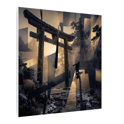 Winter Torii Gate Moody Minimal Canvas Art | Bold Decor