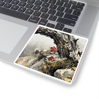 Pine Tree Watercolor Sticker | Elegant Japandi Art Art Print