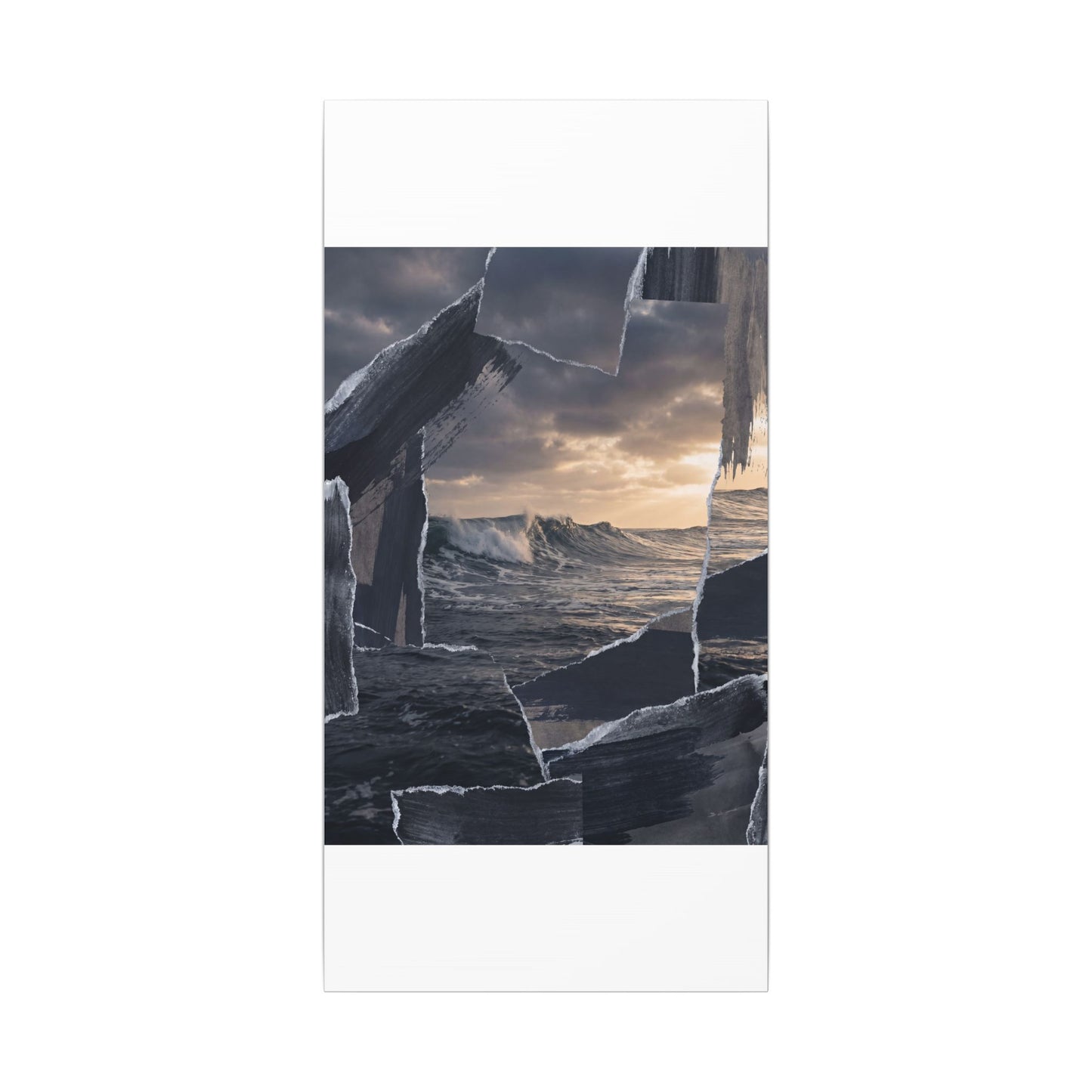 Fukinsei Ocean Wave Canvas Art - Dark Japandi Shadow Zen