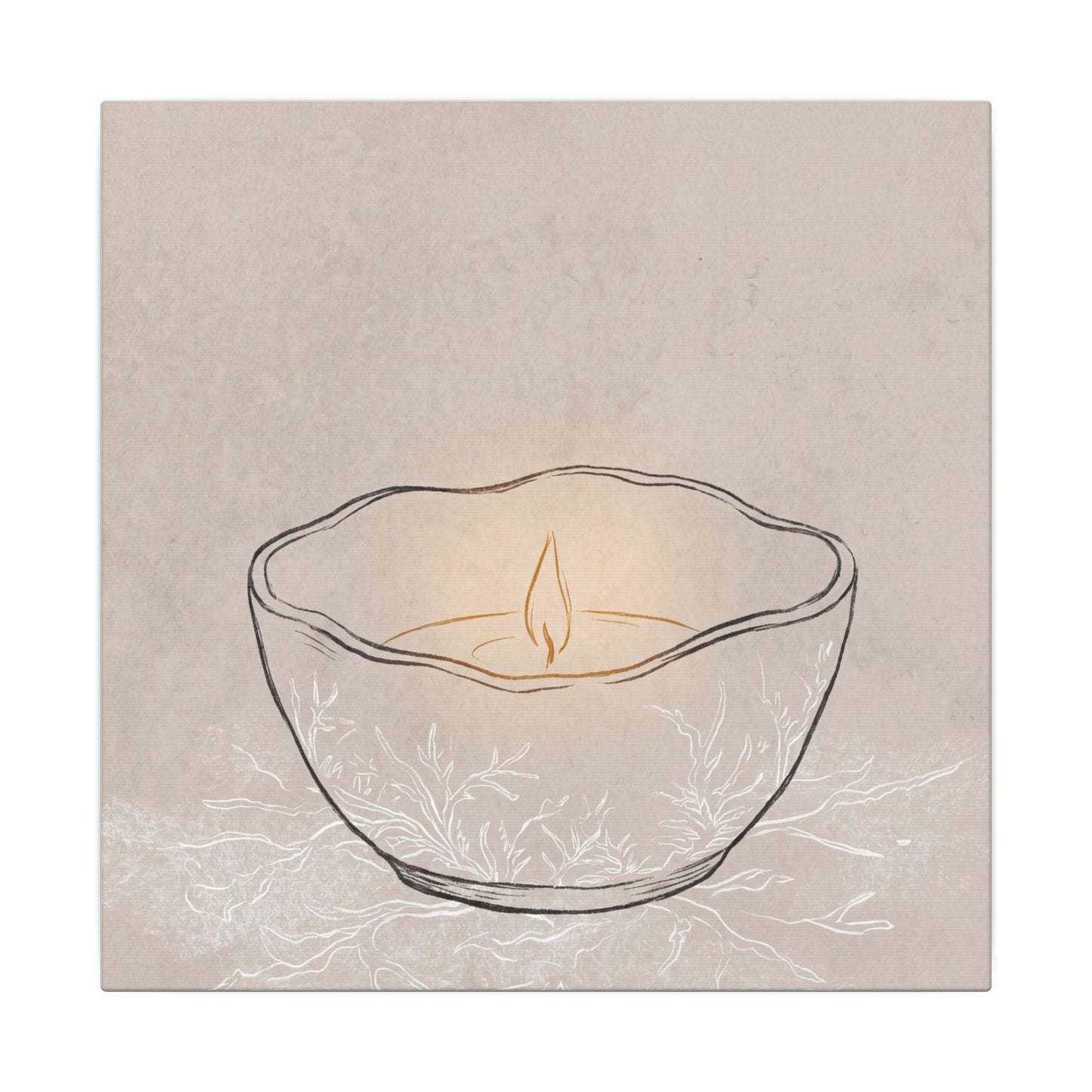 Ceramic Bowl Minimal Line Canvas Art | Neutral Japandi Art
