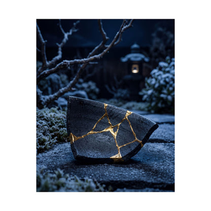 Moonlit Garden Gold Repair Wall Art Print | Healing Kintsugi Art