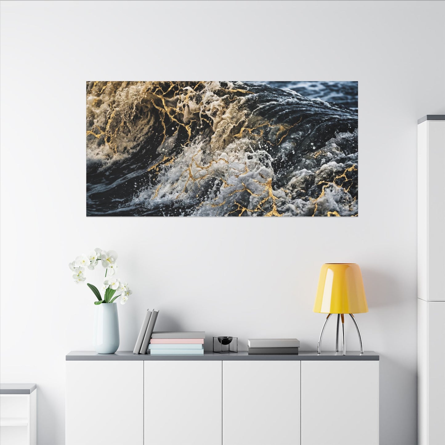 Ocean Wave Winter Canvas Art | Kintsugi Artful Design