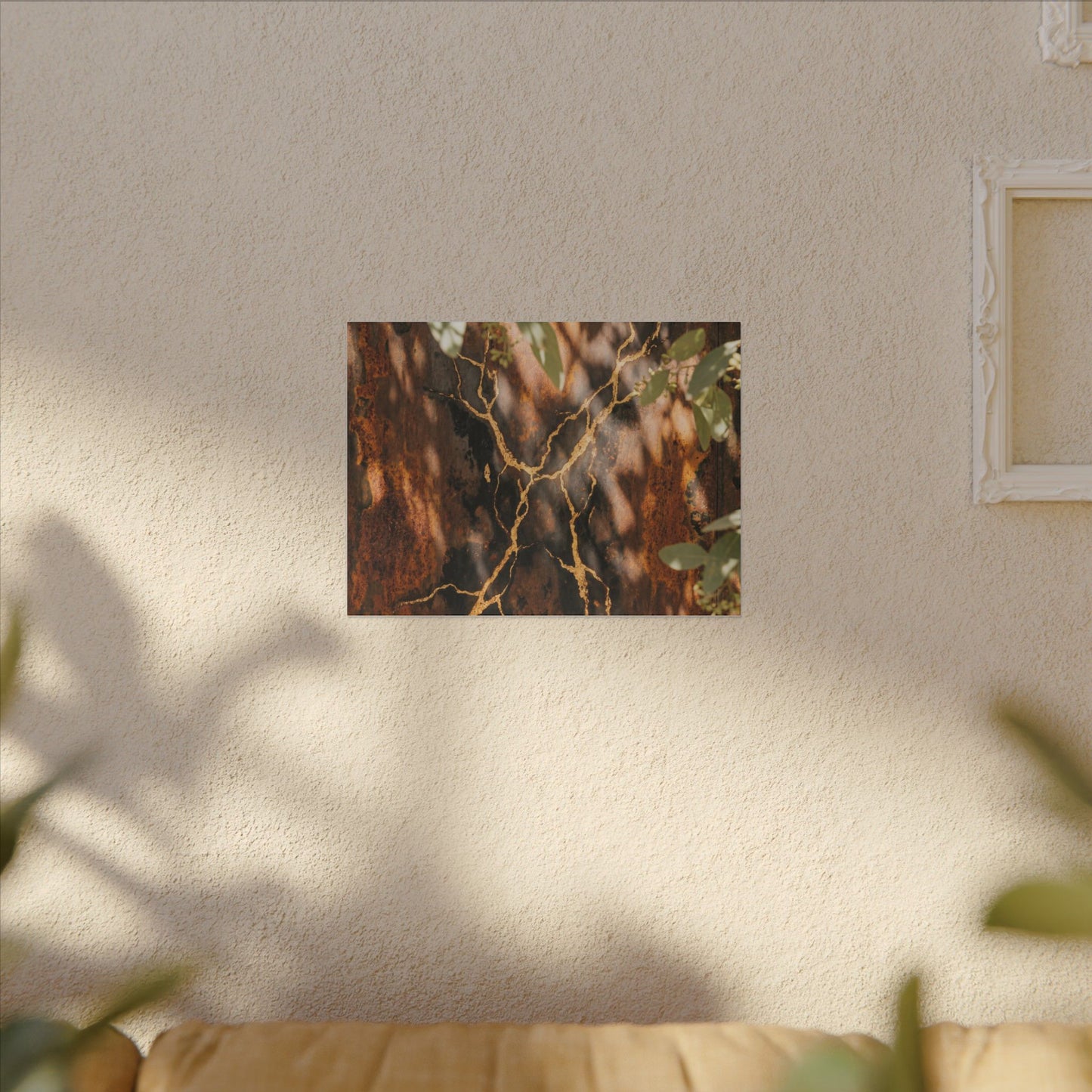 Kanso Rust Patina Canvas Art - Kintsugi Gold Vein