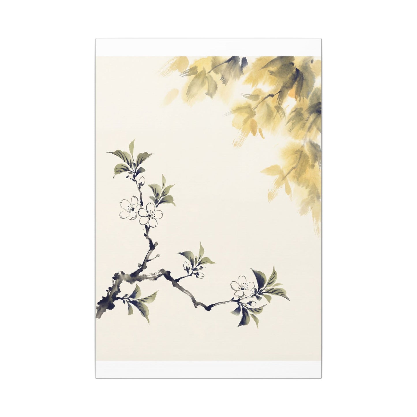 Kanso Cherry Blossom Canvas Art - Zen Sumi E