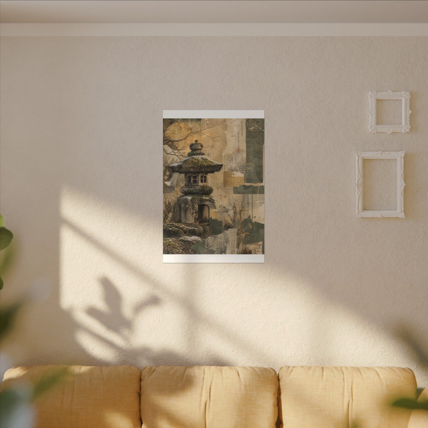 Elegant Stone Lantern Canvas Art - Texture Japandi