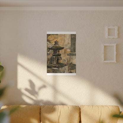 Elegant Stone Lantern Canvas Art - Texture Japandi