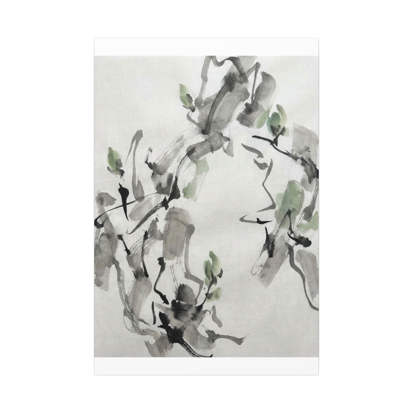 Zen Ink Brushstroke in Overcast | Sumi E Canvas Art