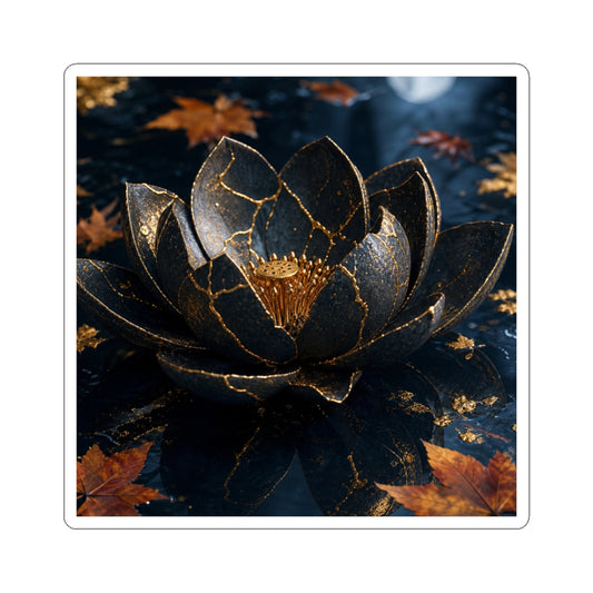 Lotus Flower Sticker | Autumn Kintsugi Gold Repair Art