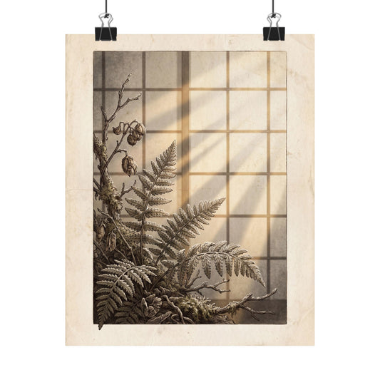Shoji Screen Winter Wall Art Print | Cottagecore Rustic Design