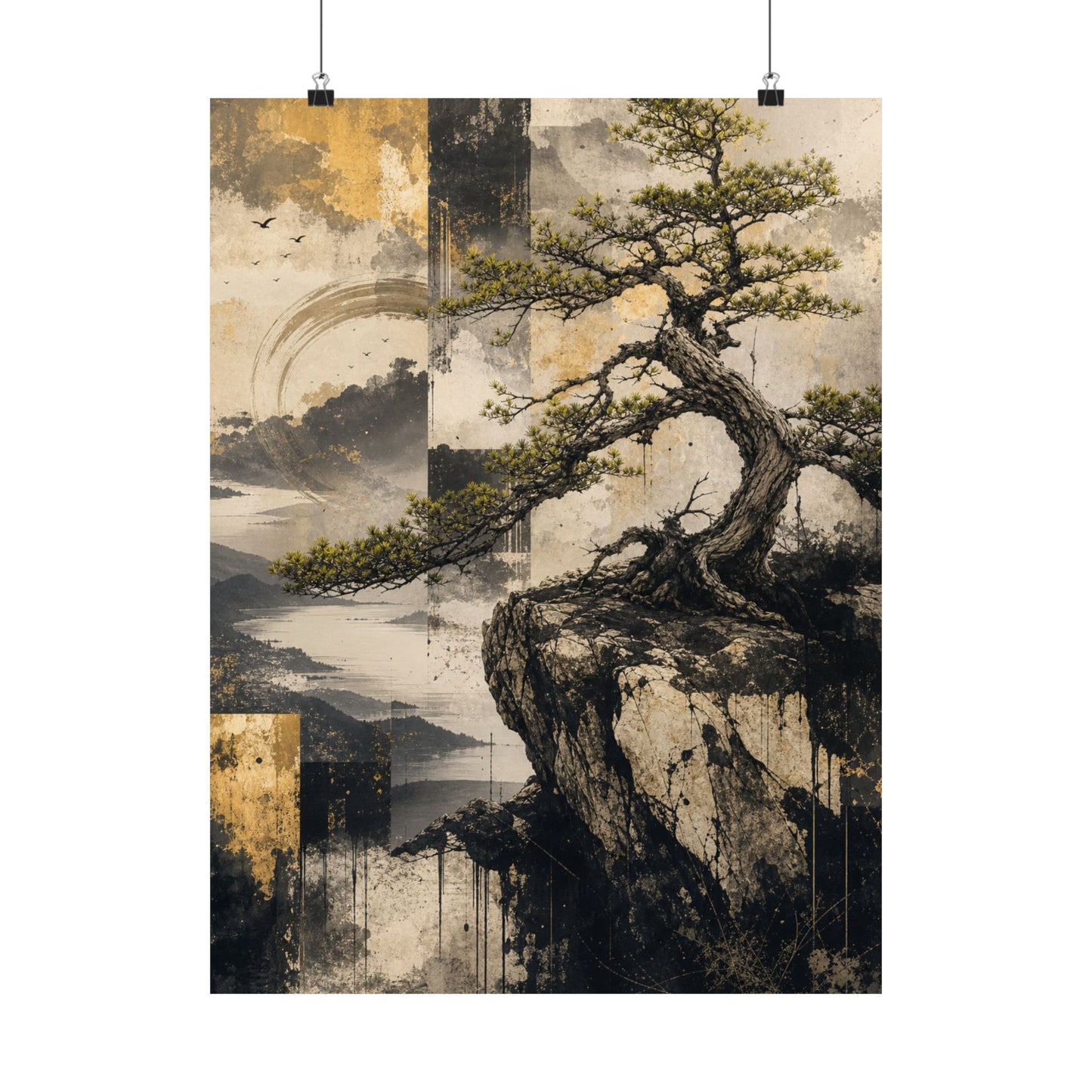 Pine Tree Japanese Pattern Wall Art Print | Cozy Japandi Art