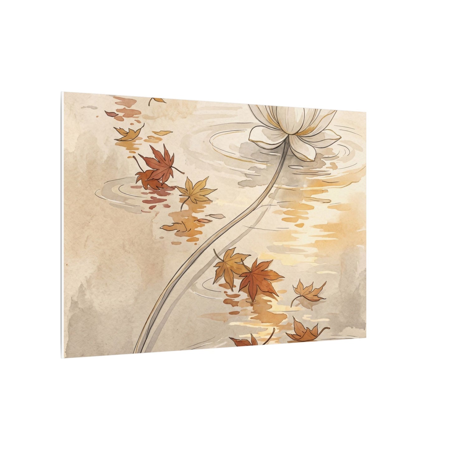 Lotus Flower Canvas Art | Autumn Japandi Minimal Line Art