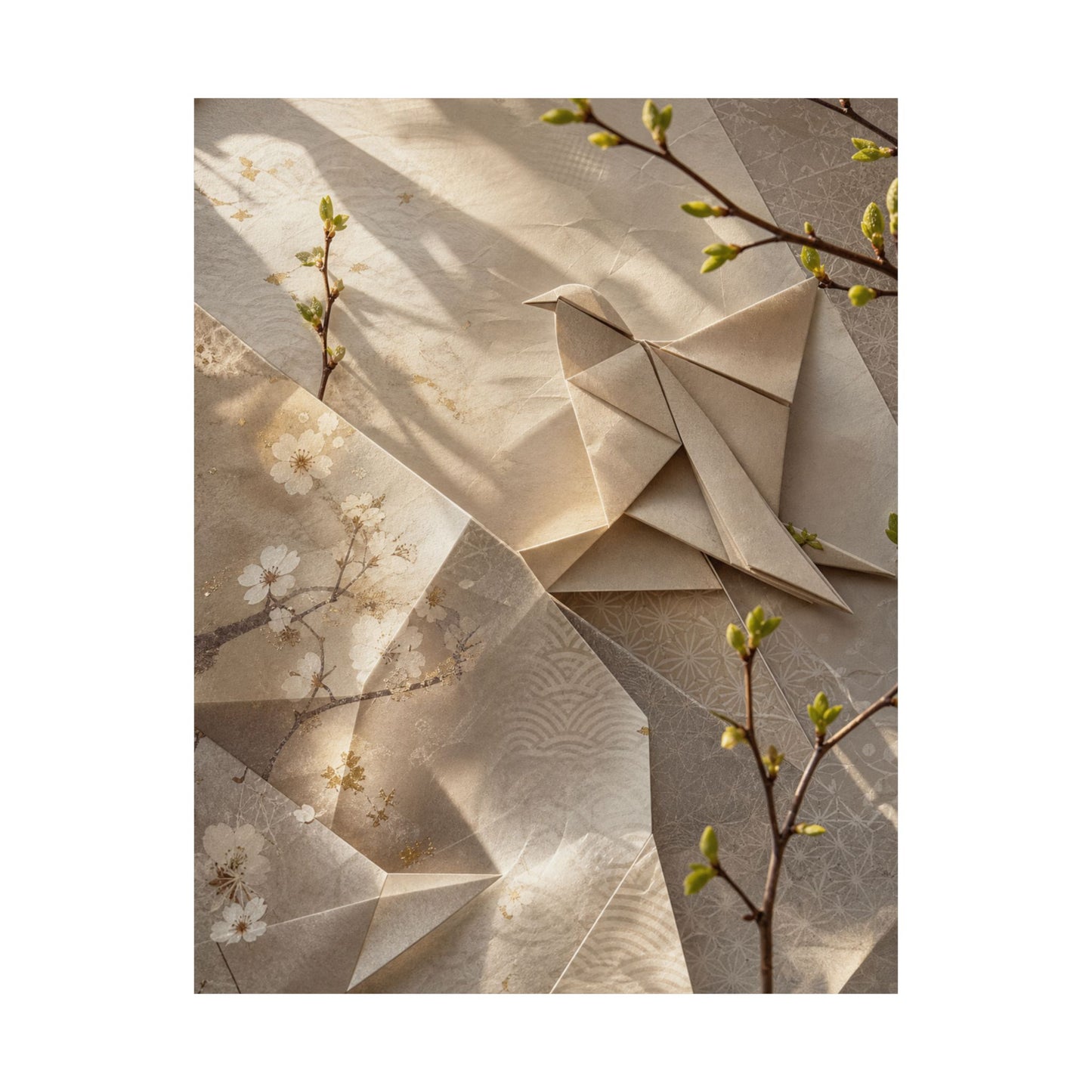 Spring Paper Fold Japanese Pattern Wall Art Print | Warm Decor