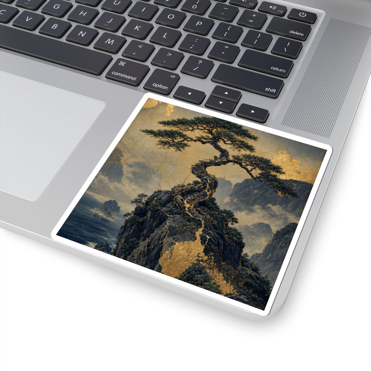 Beautiful Pine Tree Sticker - Crackle Gold Kintsugi