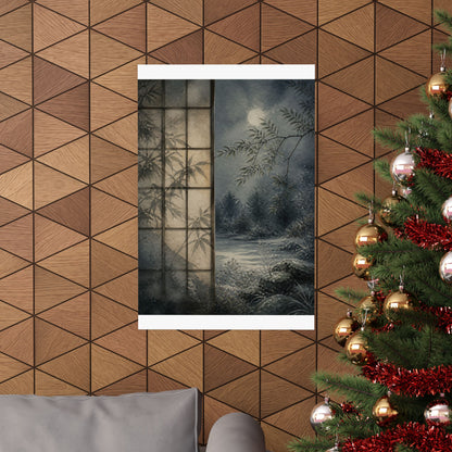 Winter Shoji Screen Watercolor Wall Art Print | Elegant Decor