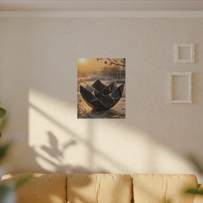 Kintsugi Paper Fold in Golden Hour | Gold Repair Canvas Art