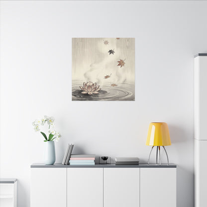 Lotus Flower Canvas Art | Autumn Zen Ukiyo E Inspired Art