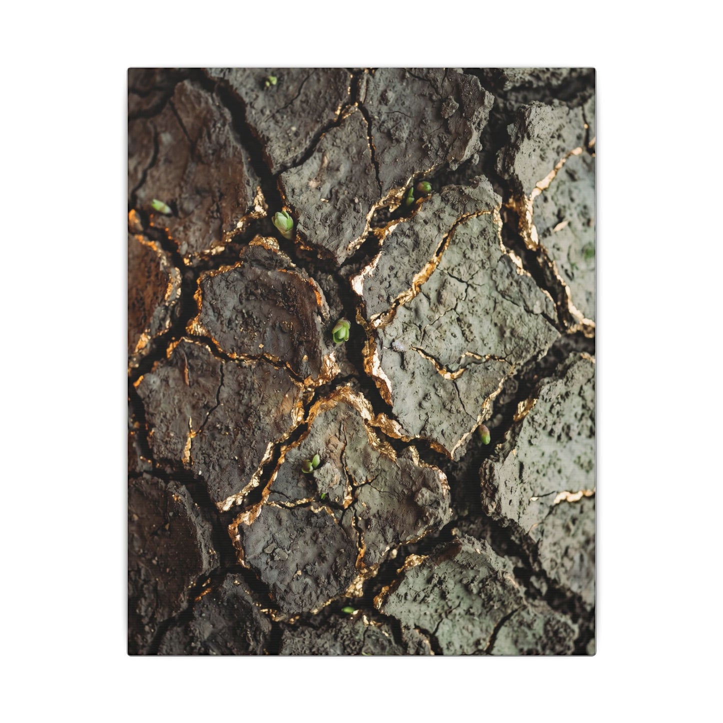 Earthy Cracked Earth Canvas Art - Japanese Pattern Japandi