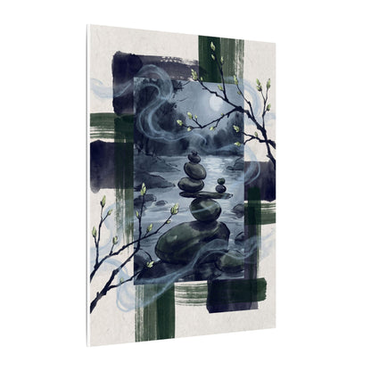 Moonlight River Stones Canvas Art - Zen Shibui