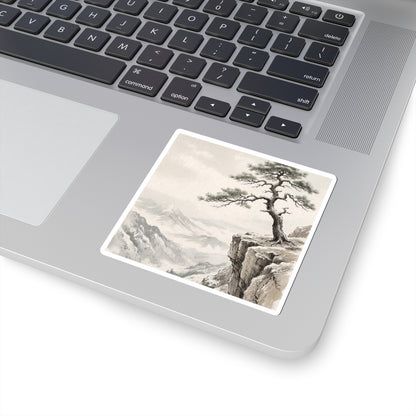 Neutral Pine Tree Sticker - Japanese Pattern Japandi