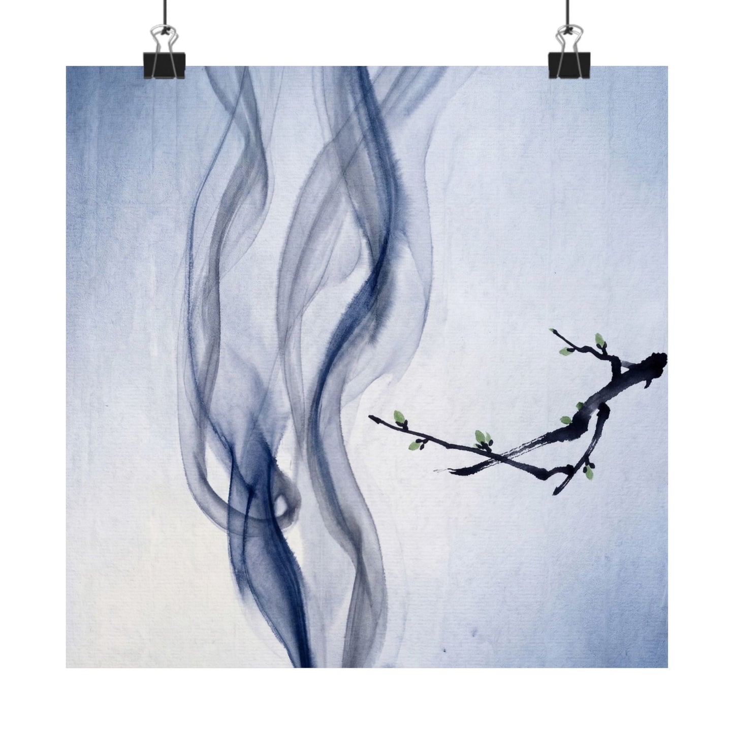 Datsuzoku Incense Smoke Wall Art Print - Zen Sumi E Art Print