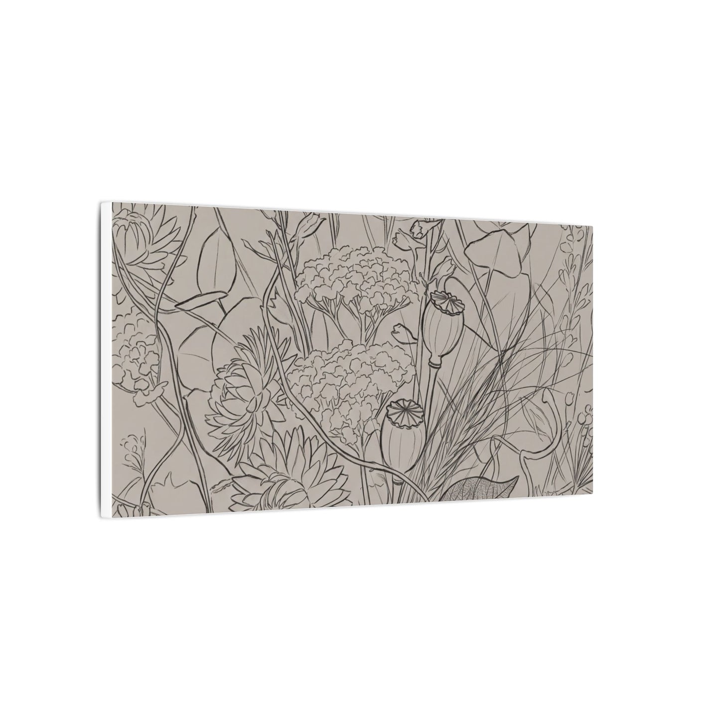 Summer Dried Flowers Minimal Line Canvas Art | Elegant Decor