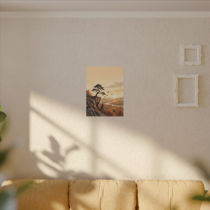 Pine Tree Autumn Canvas Art | Japandi Warm Design