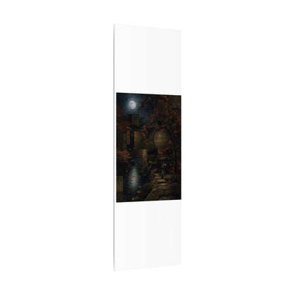 Moonlight Moonlit Garden Canvas Art - Dark Japandi Shibui
