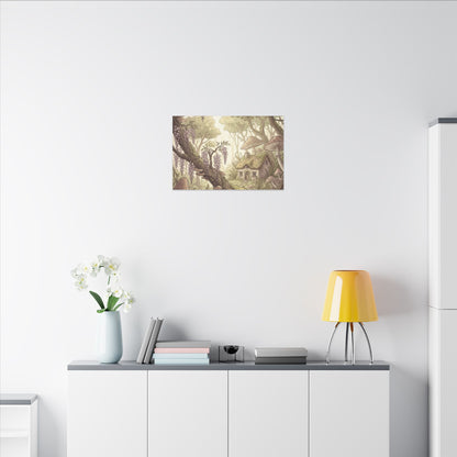 Summer Wisteria Mushroom Illustration Canvas Art | Enchanting Decor