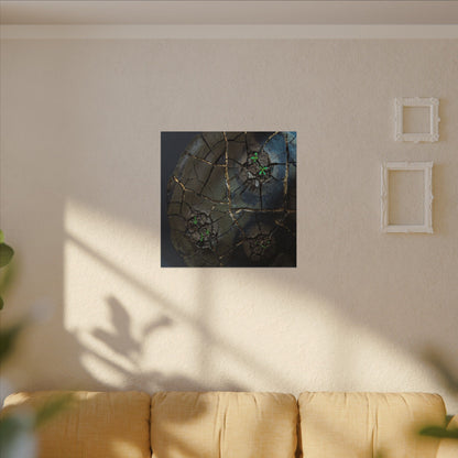 Dark Japandi Cracked Earth in Moonlight | Moody Minimal Canvas Art