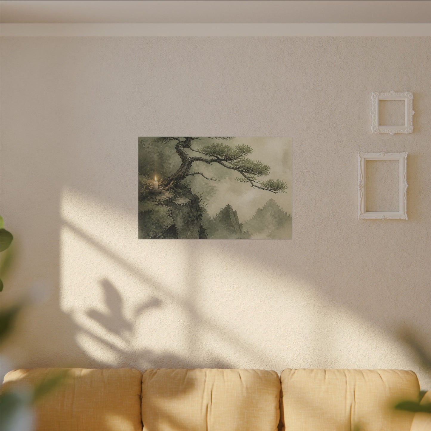 Candlelight Pine Tree Canvas Art - Japandi Kanso