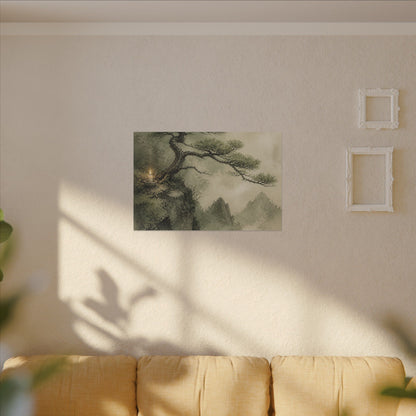 Candlelight Pine Tree Canvas Art - Japandi Kanso