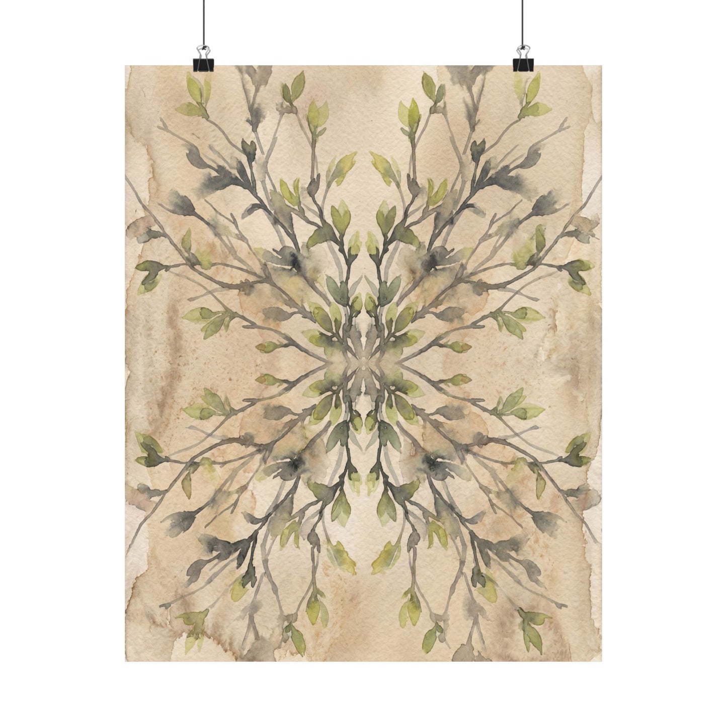 Shadow Play Watercolor Wall Art Print | Earthy Japandi Art