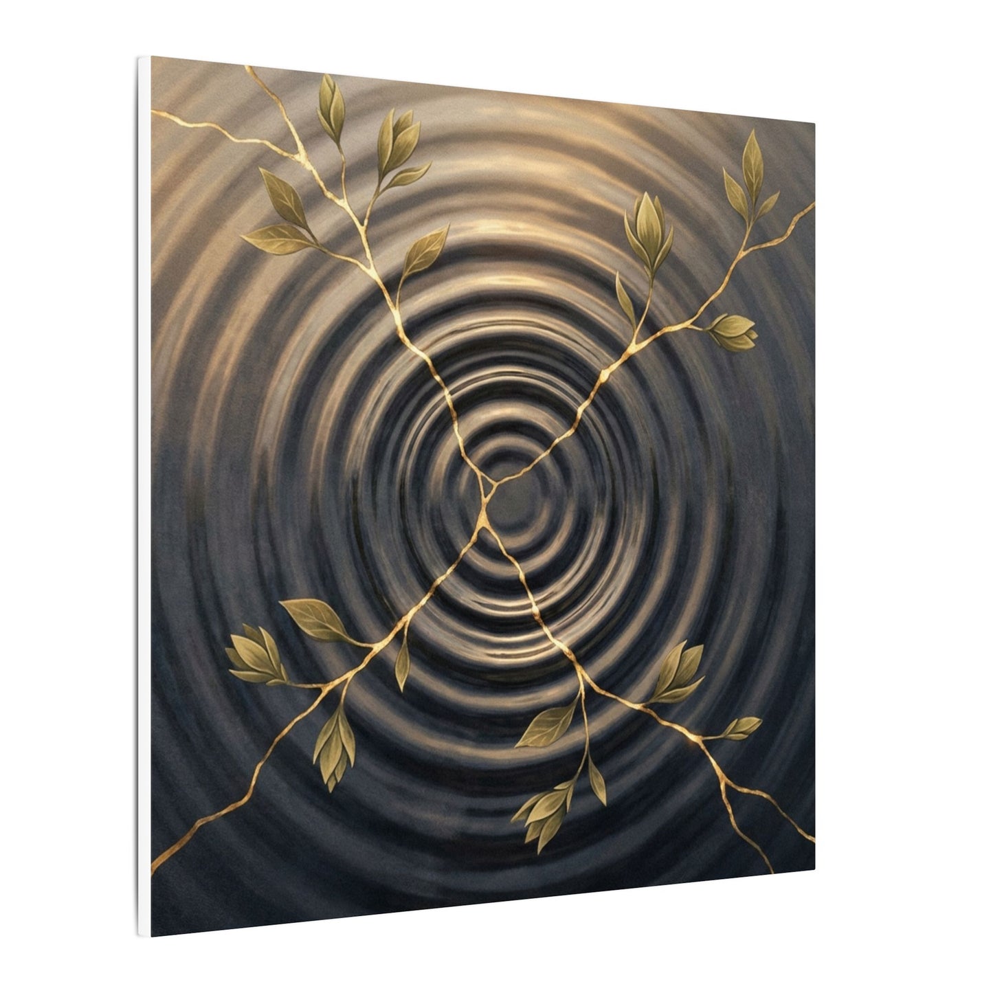 Kanso Water Ripple Canvas Art - Kintsugi Gold Vein
