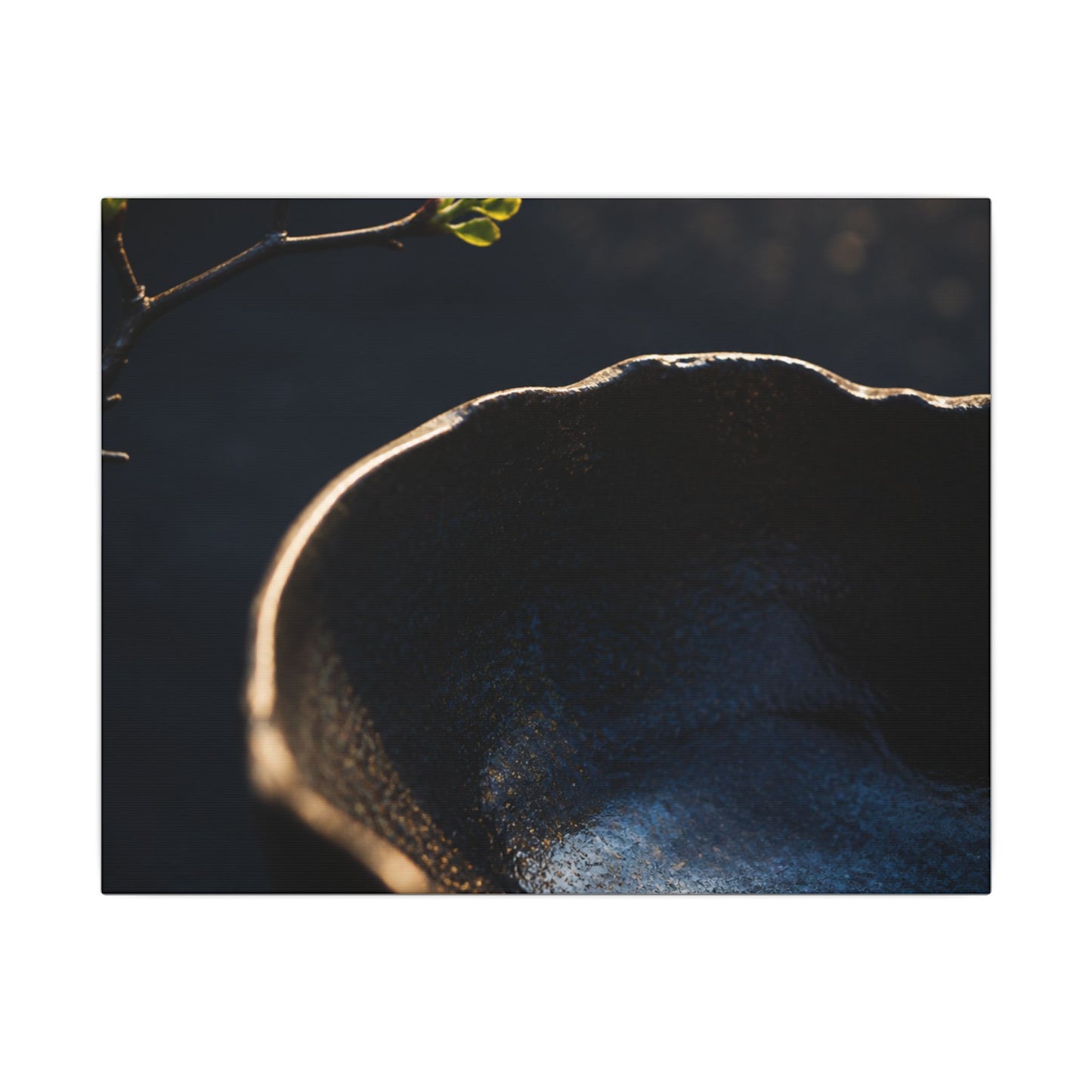 Ma Ceramic Bowl Canvas Art - Dark Japandi Shadow Zen
