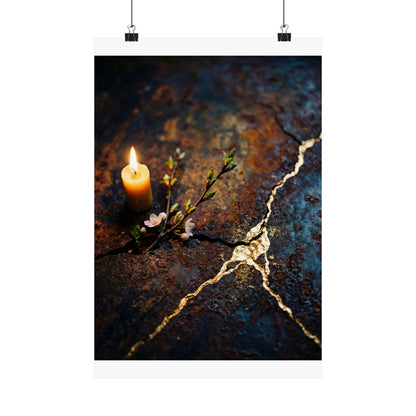 Beautiful Rust Patina Wall Art Print - Gold Repair Kintsugi Art Print