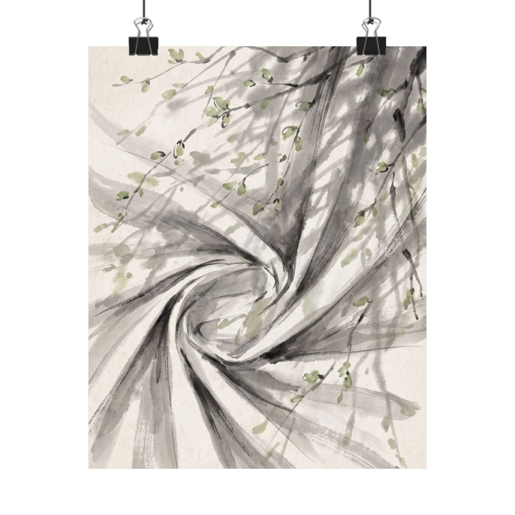 Silk Drape Wall Art Print | Spring Zen Sumi E Art Art Print