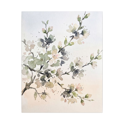 Cherry Blossom Watercolor Canvas Art | Elegant Japandi Art
