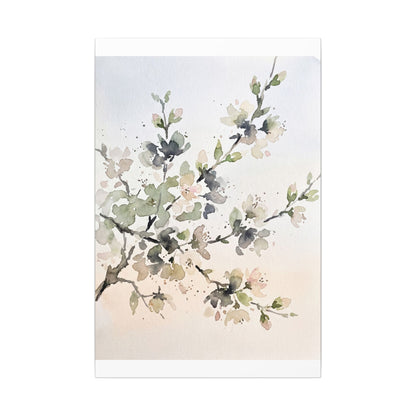 Cherry Blossom Watercolor Canvas Art | Elegant Japandi Art