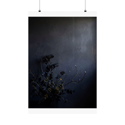 Dark Japandi Dried Flowers in Dawn | Shadow Zen Wall Art Print Art Print