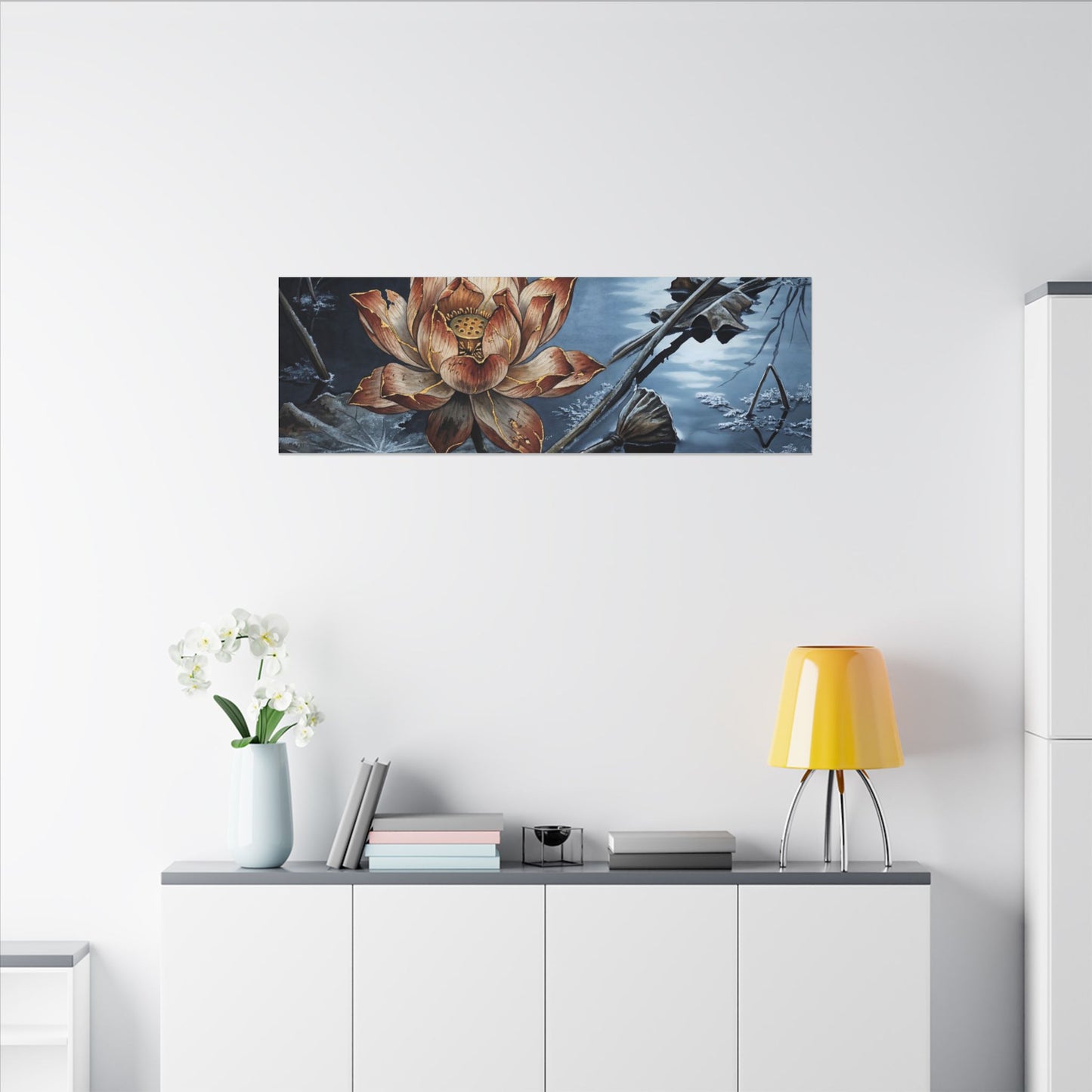 Winter Lotus Flower Broken Beauty Canvas Art | Healing Decor