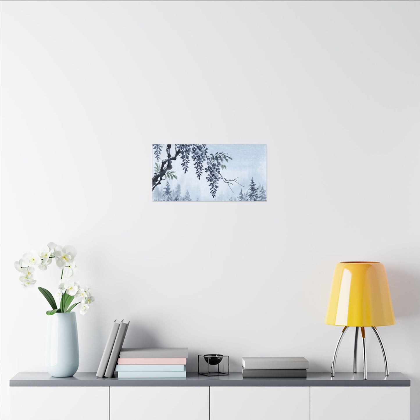 Seijaku Wisteria Canvas Art - Zen Sumi E