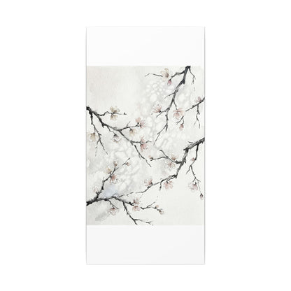 Cherry Blossom Canvas Art | Winter Japandi Watercolor Art