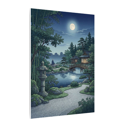 Summer Moonlit Garden Ukiyo E Inspired Canvas Art | Serene Decor